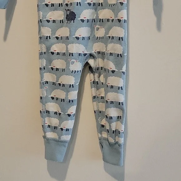 Hanna Andersson Organic Zip Pajamas in Blue Sheep Print 2T 85cm easter - Picture 4 of 8